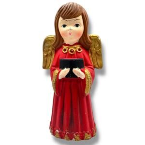 Retro Mod 60s 70s Christmas choir Angel figurine - paper mâché chalk ware